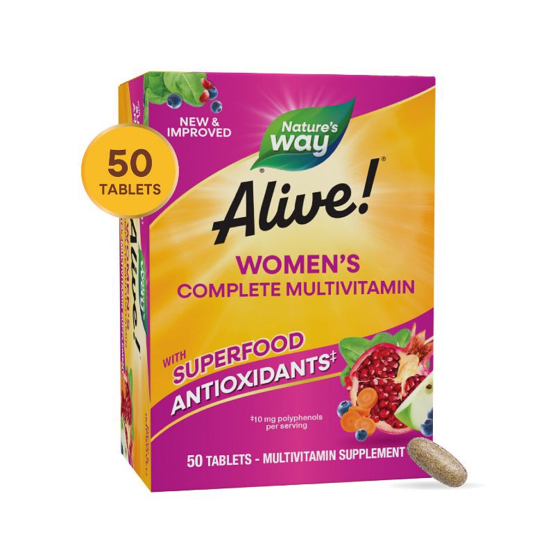 slide 2 of 8, Nature's Way Alive! Women's Complete Multivitamin Tablets - 50ct, 50 ct