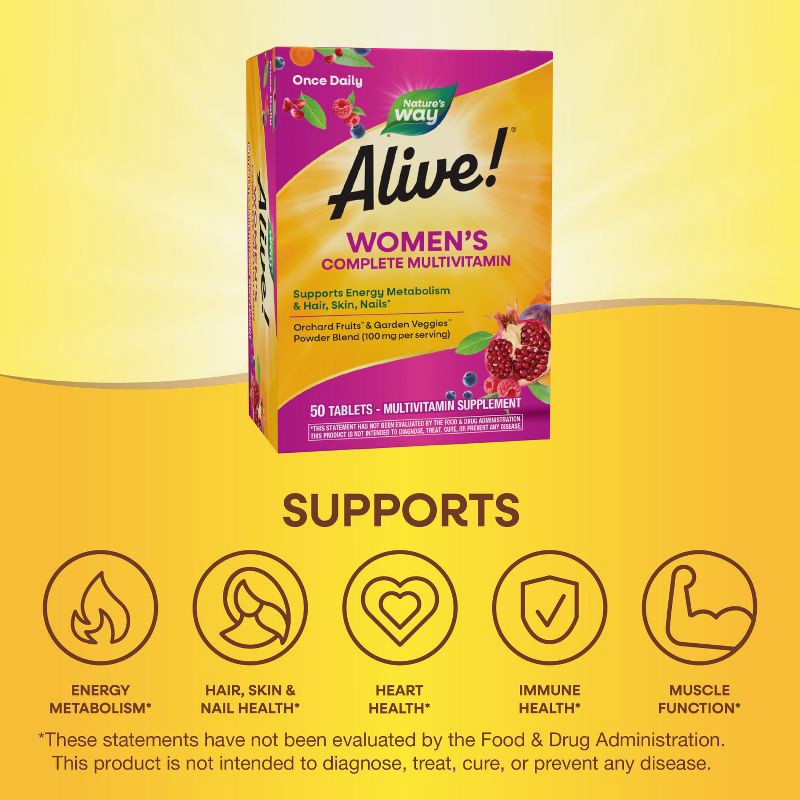 slide 5 of 8, Nature's Way Alive! Women's Complete Multivitamin Tablets - 50ct, 50 ct