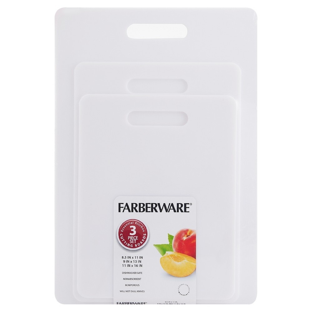 slide 2 of 3, Farberware Essential Poly Cutting Boards - White, 3 ct