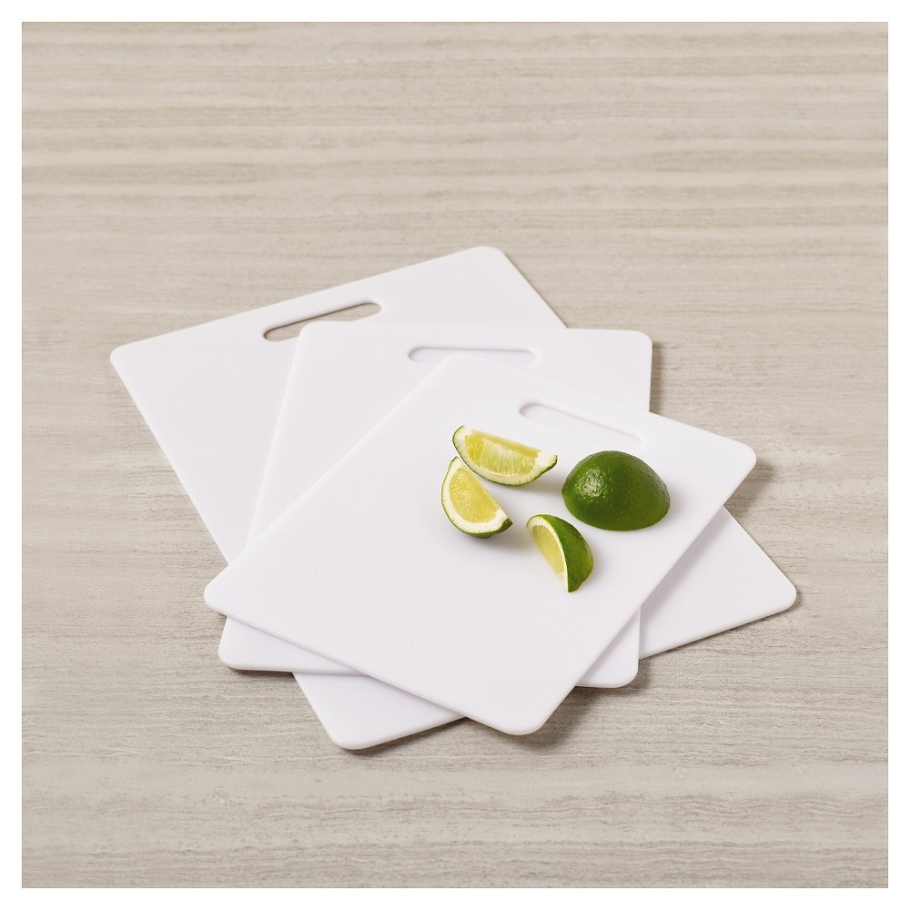 slide 3 of 3, Farberware Essential Poly Cutting Boards - White, 3 ct