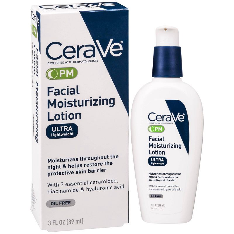 slide 15 of 18, CeraVe PM Moisturizing Lotion, Night Cream for All Skin Types - 3 fl oz​​, 3 fl oz