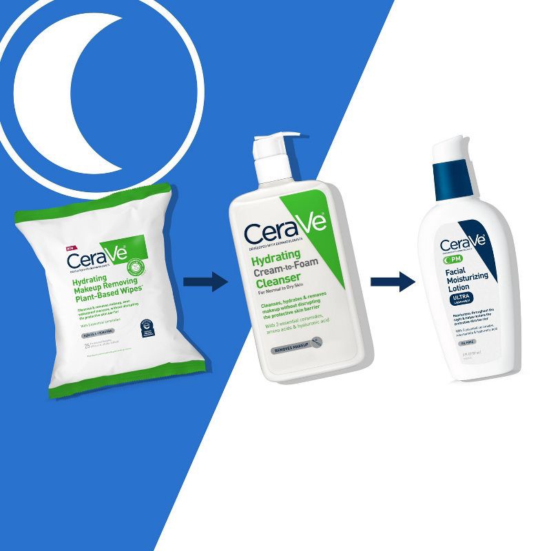 slide 9 of 18, CeraVe PM Moisturizing Lotion, Night Cream for All Skin Types - 3 fl oz​​, 3 fl oz