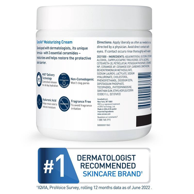 slide 8 of 9, CeraVe Moisturizing Face & Body Cream for Normal to Dry Skin - 16 fl oz, 16 fl oz