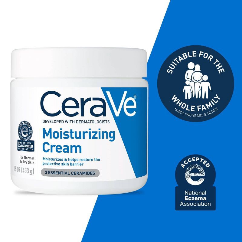 slide 9 of 12, CeraVe Moisturizing Face & Body Cream for Normal to Dry Skin - 16 fl oz, 16 fl oz