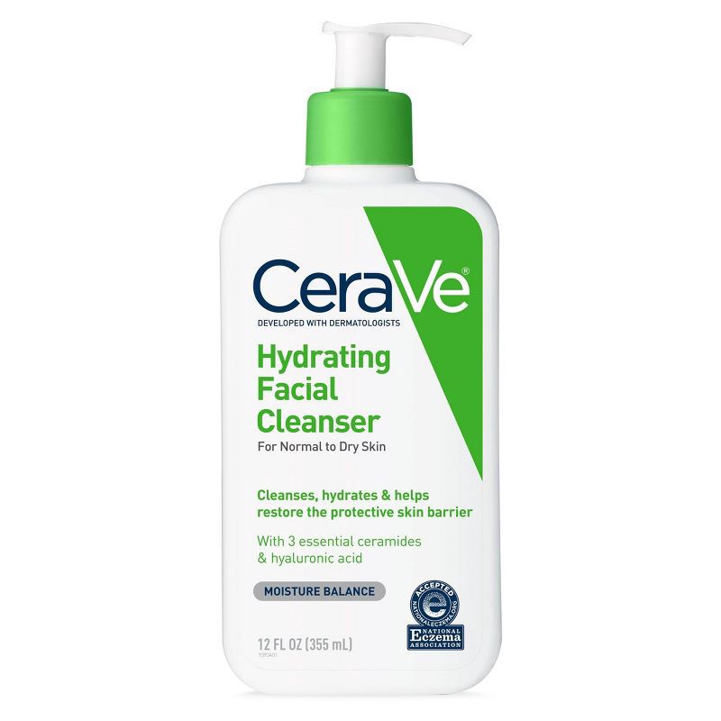 slide 2 of 16, CeraVe Hydrating Face Wash with Hyaluronic Acid and Glycerin for Normal to Dry Skin - 12 fl oz, 12 fl oz