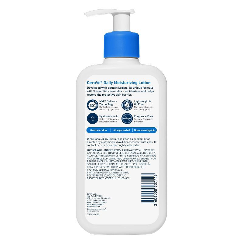 slide 2 of 10, CeraVe Daily Moisturizing Face and Body Lotion for Normal to Dry Skin – 12 fl oz, 12 fl oz
