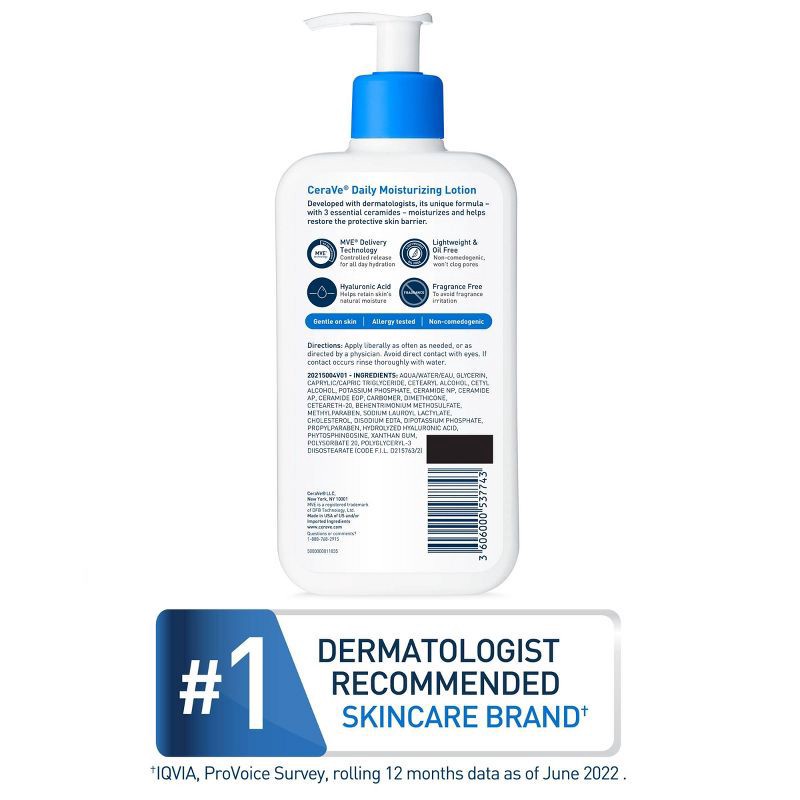 slide 8 of 10, CeraVe Daily Moisturizing Face and Body Lotion for Normal to Dry Skin – 12 fl oz, 12 fl oz