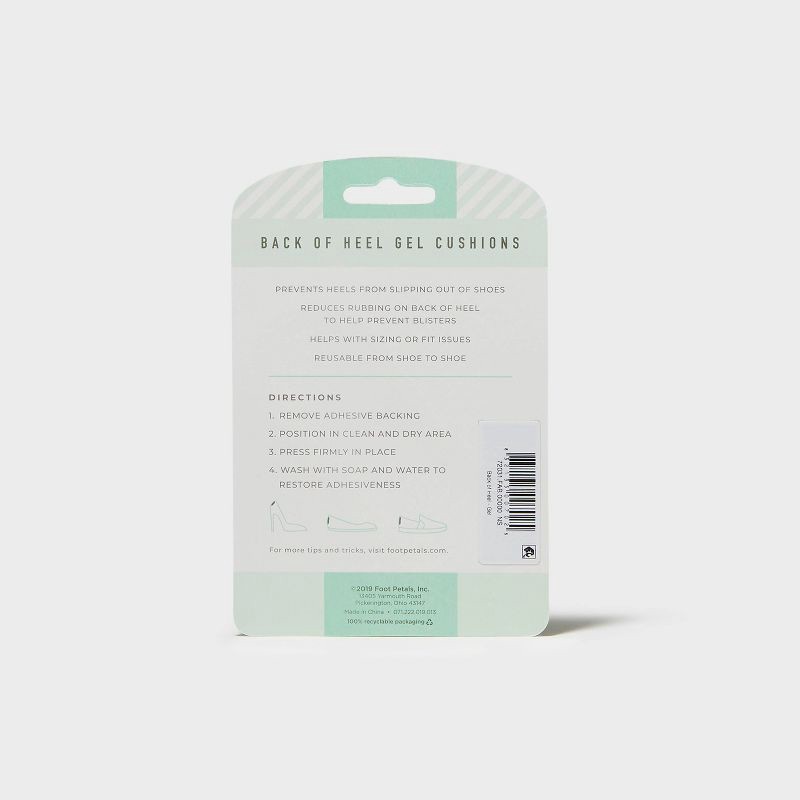 slide 5 of 5, Fab Feet Women's by Foot Petals Back of Heel Gel Insoles Shoe Cushion Clear - 1 pair, 1 ct