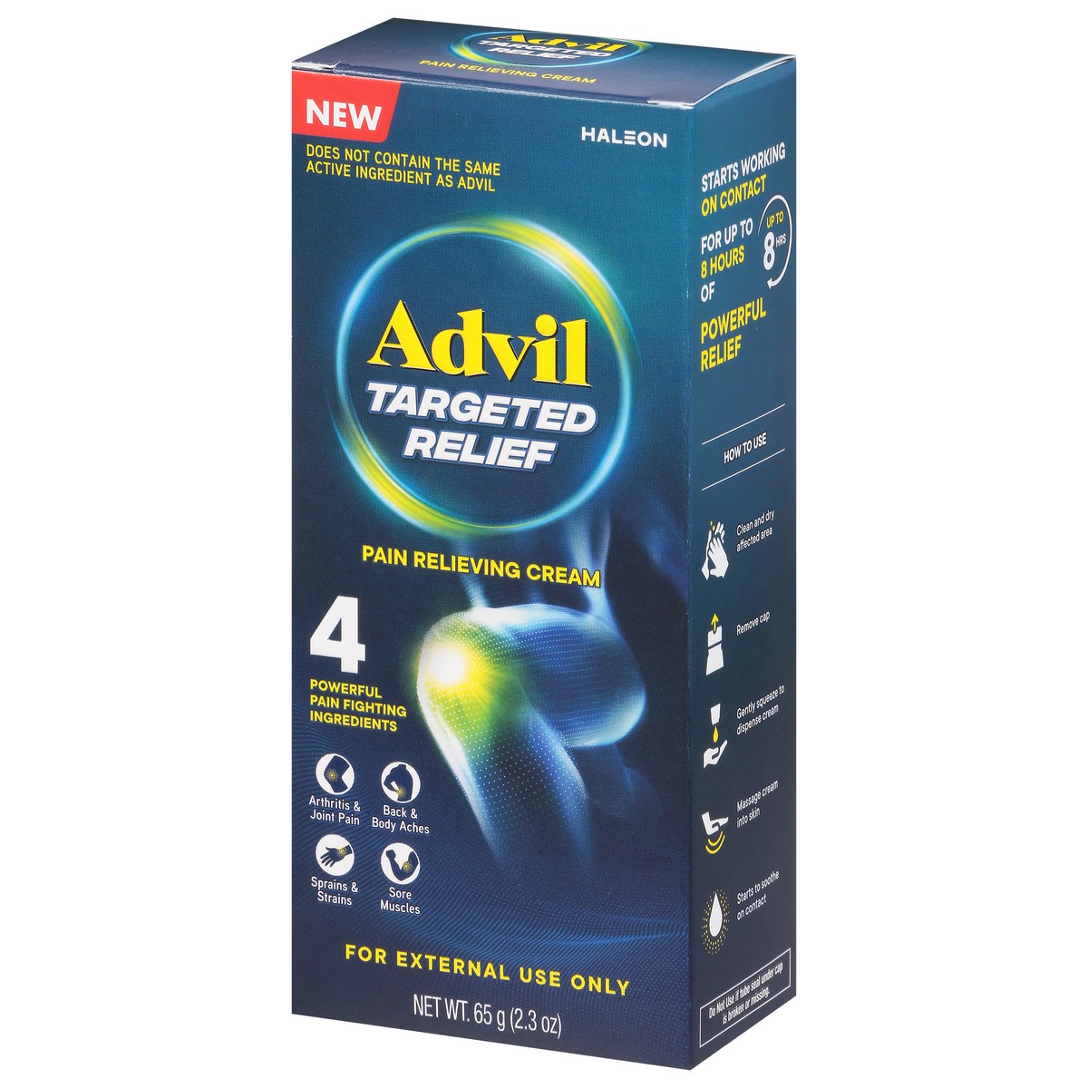 slide 4 of 14, Advil Targeted Relief Pain Relieving Cream, Up to 8 Hours of Powerful Relief of Minor Arthritis Pain, Joint Pain, Lower Back Pain and Muscle Pain - 2.3 oz, 2.3 oz