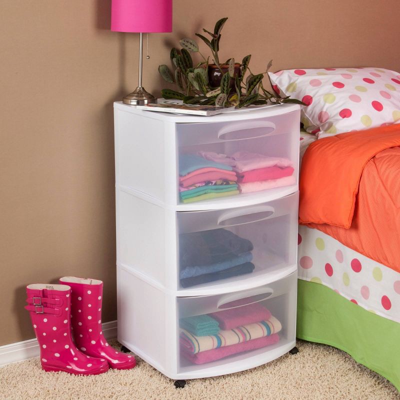 slide 4 of 8, Sterilite Three Drawer Wide Cart with Clear Drawers, 1 ct