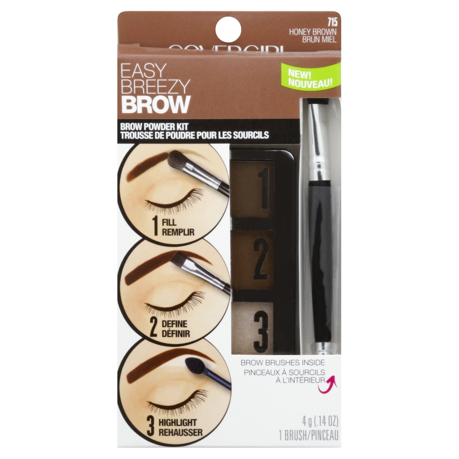 slide 1 of 7, Covergirl Easy Breezy Brow Powder Kit - 715 Honey Brown, 0.14 oz