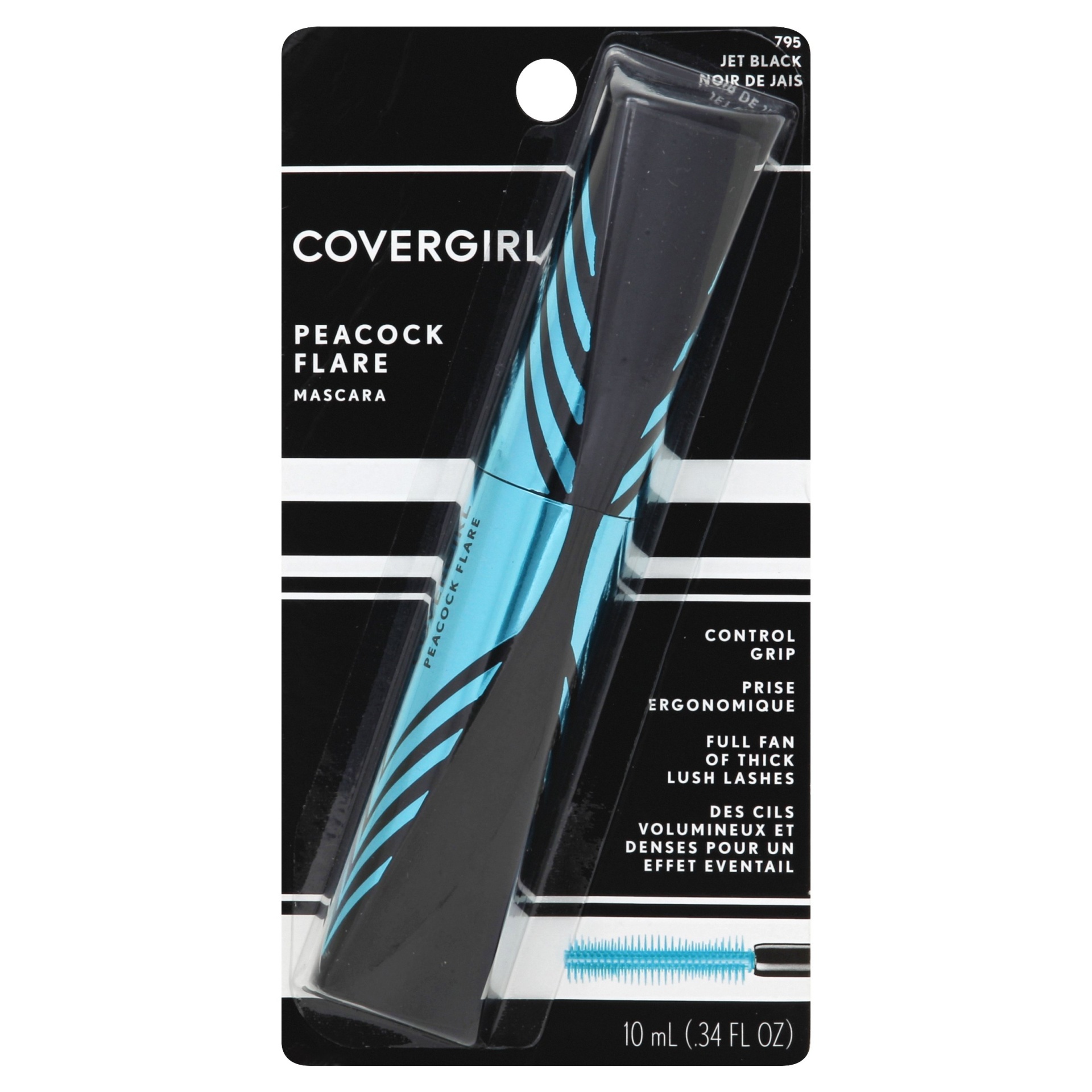 slide 1 of 6, Covergirl Peacock Flare Mascara 795 Jet Black, 0.3 fl oz; 9 ml