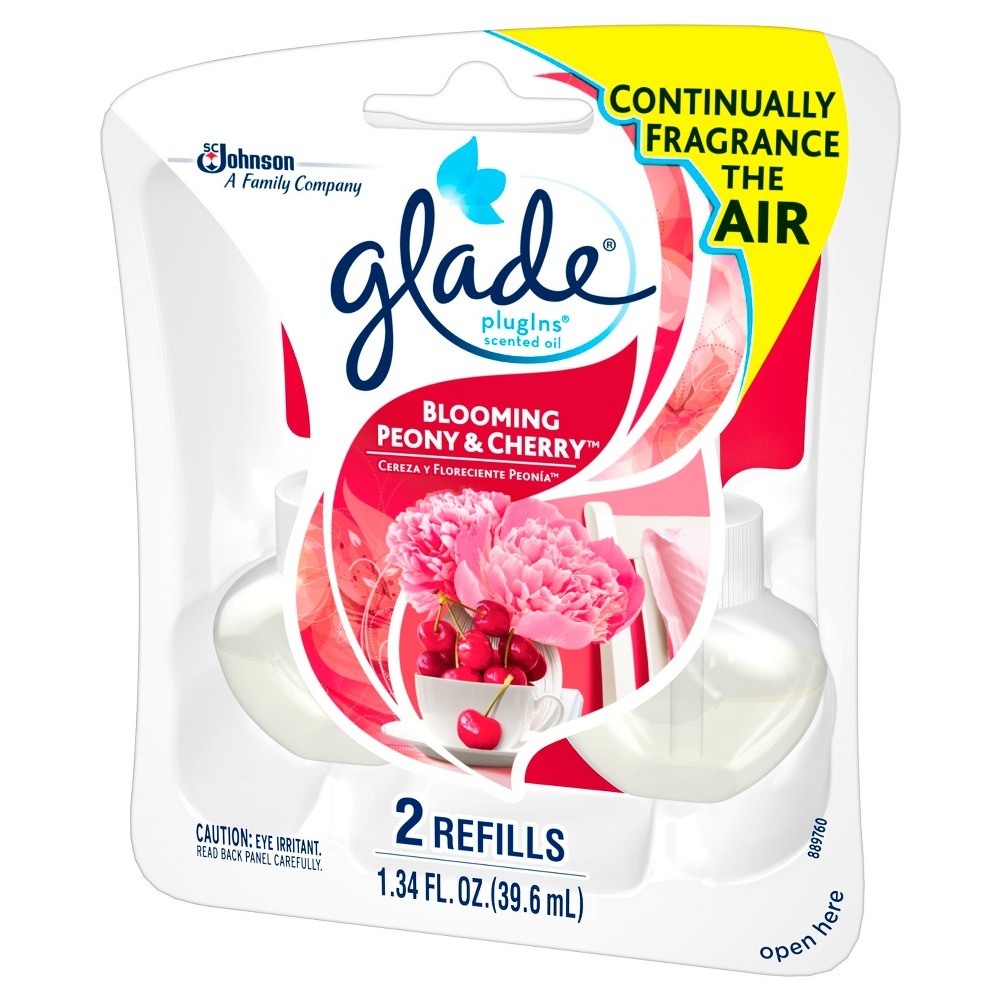 slide 2 of 4, Glade PlugIns Scented Oil Air Freshener Refill, Blooming Peony & Cherry, 2 ct; 1.34 oz