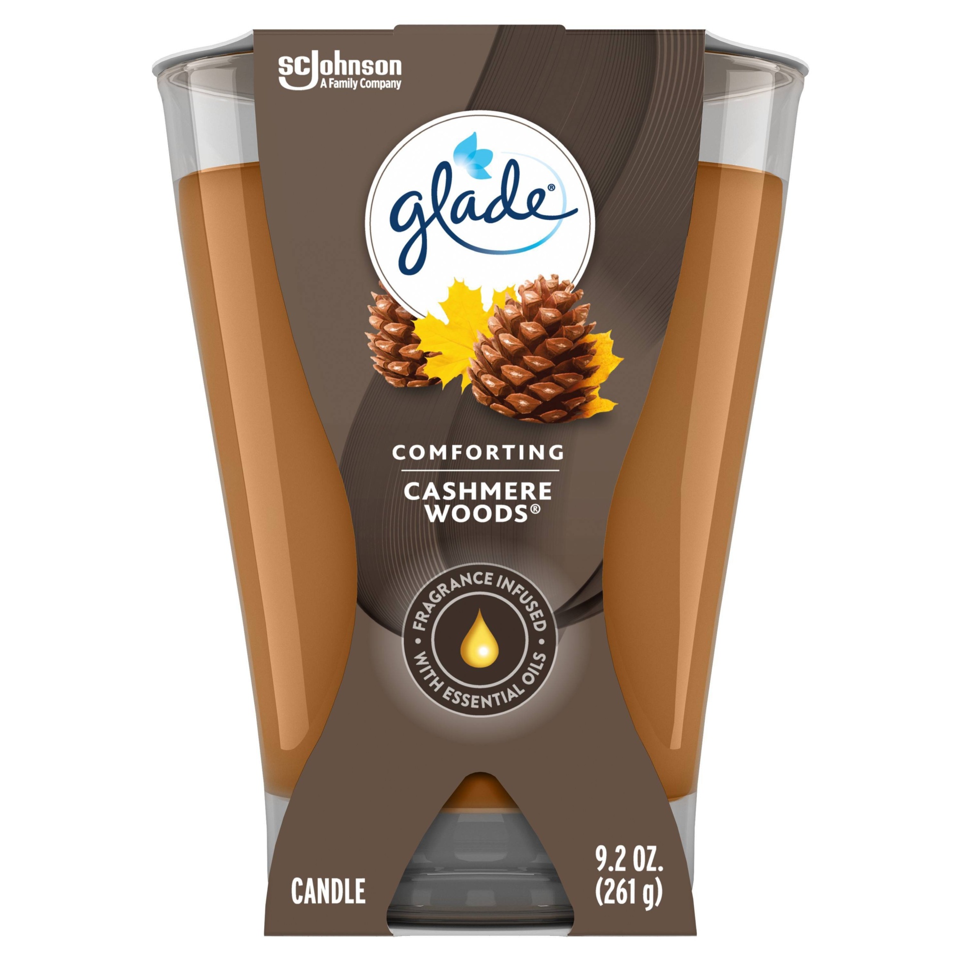 slide 1 of 5, Glade Cashmere Woods Candle, 9.2 oz