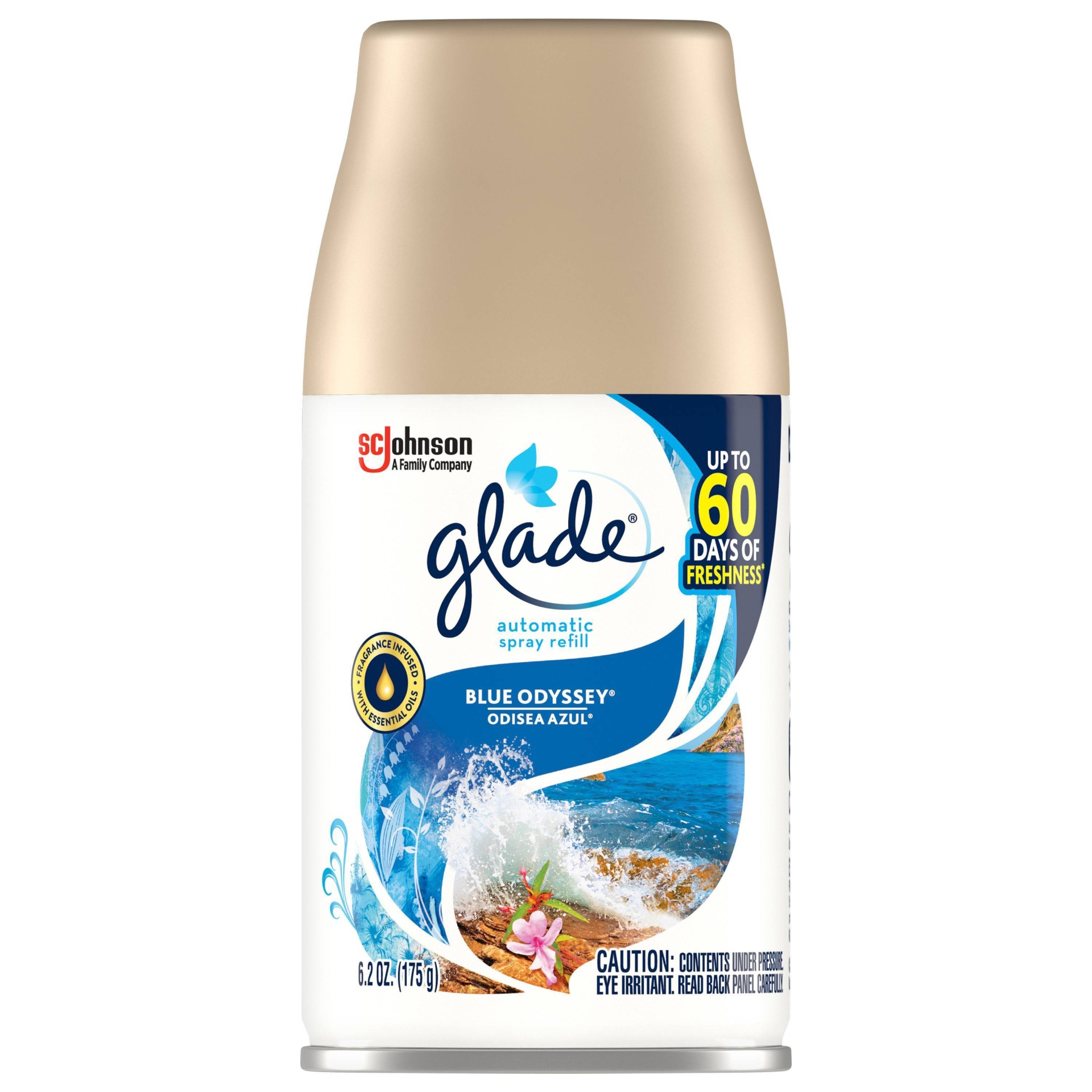 slide 1 of 5, Glade Blue Odyssey Automatic Spray Air Freshener Refill, 6.2 oz