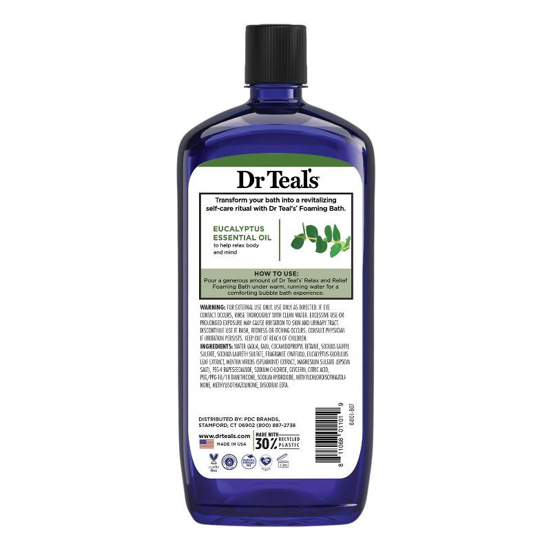slide 2 of 5, Dr Teal's Relax & Relief Eucalyptus and Spearmint Foaming Bubble Bath - 34 fl oz, 34 fl oz