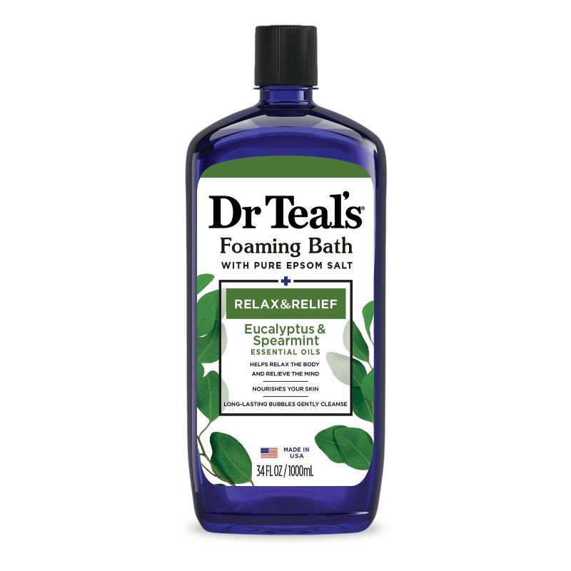 slide 1 of 6, Dr Teal's Relax & Relief Eucalyptus and Spearmint Foaming Bubble Bath - 34 fl oz, 34 fl oz