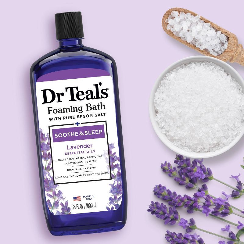 slide 3 of 6, Dr Teal's Soothe & Sleep Lavender Foaming Bubble Bath - 34 fl oz, 34 fl oz