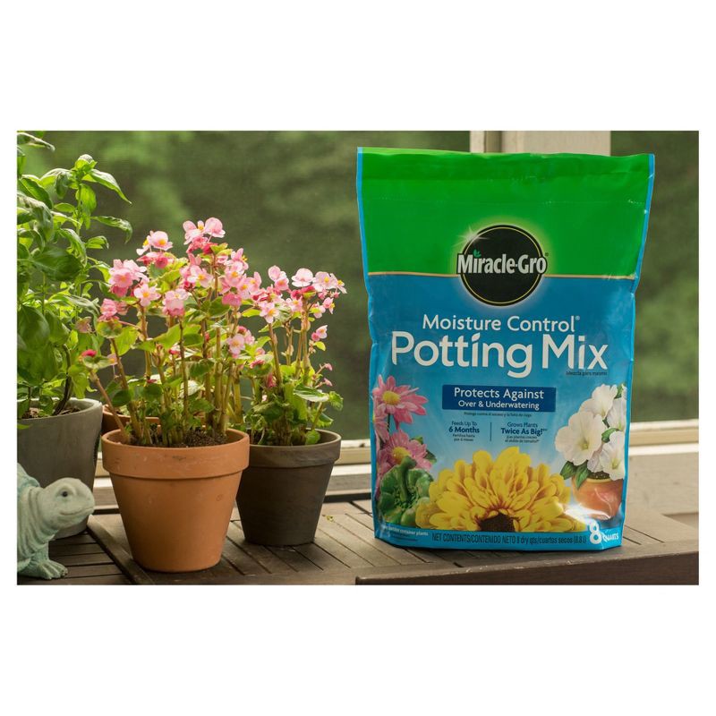 slide 2 of 5, Miracle-Gro Moisture Control Potting Mix 8qt: Indoor & Outdoor Plant Feed, Protects from Over-Watering, 8 qt