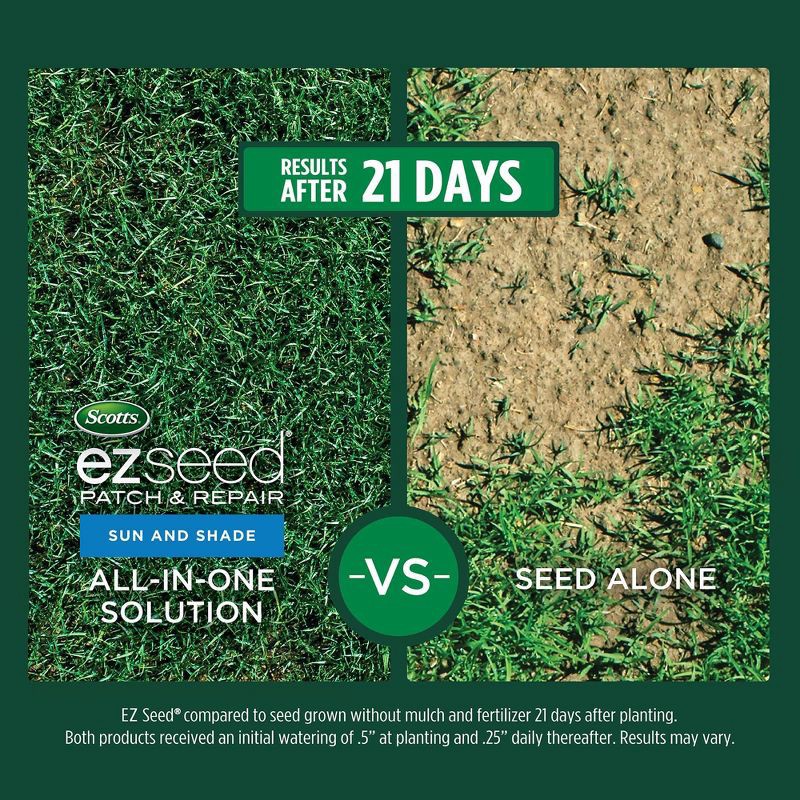 slide 5 of 10, Scotts EZ Seed Sun & Shade 10lb: Patch & Repair, Tackifier, Quick Germination, 10 lb