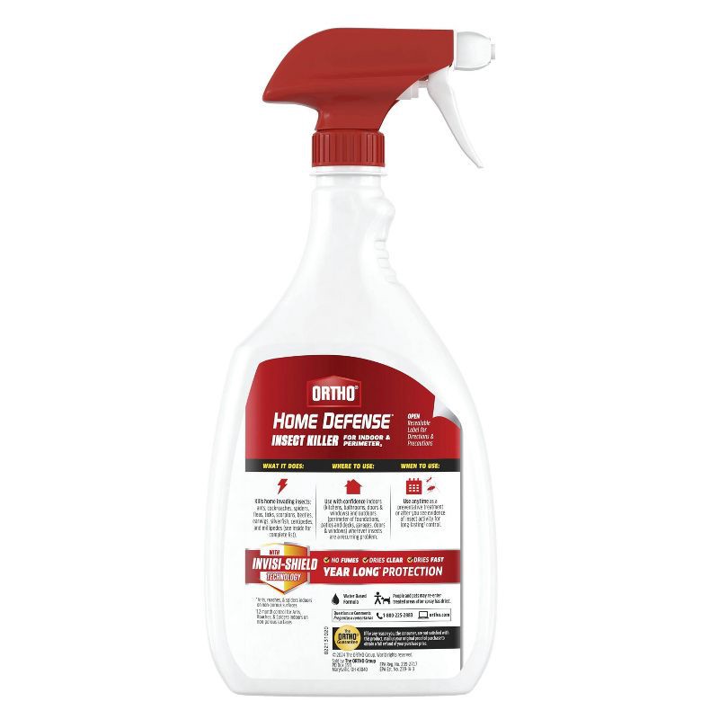 slide 4 of 11, Ortho Home Defense MAX Indoor & Perimeter Insect Killer 24oz Ready to Use Trigger: Bifenthrin Formula, Roach & Spider Barrier, 24 oz