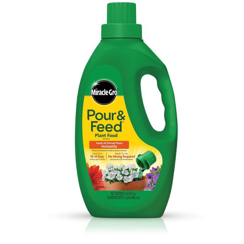 slide 1 of 5, Miracle-Gro Pour & Feed Liquid Plant Food 32oz Ready to Use: Indoor & Outdoor Container Fertilizer, 32 oz