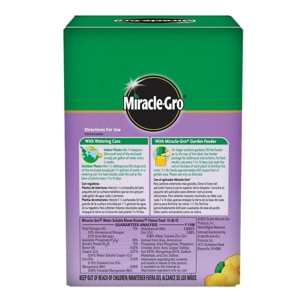 slide 7 of 11, Miracle-Gro Water Soluble Bloom Booster Flower Food 1.5lb, 1.5 lb