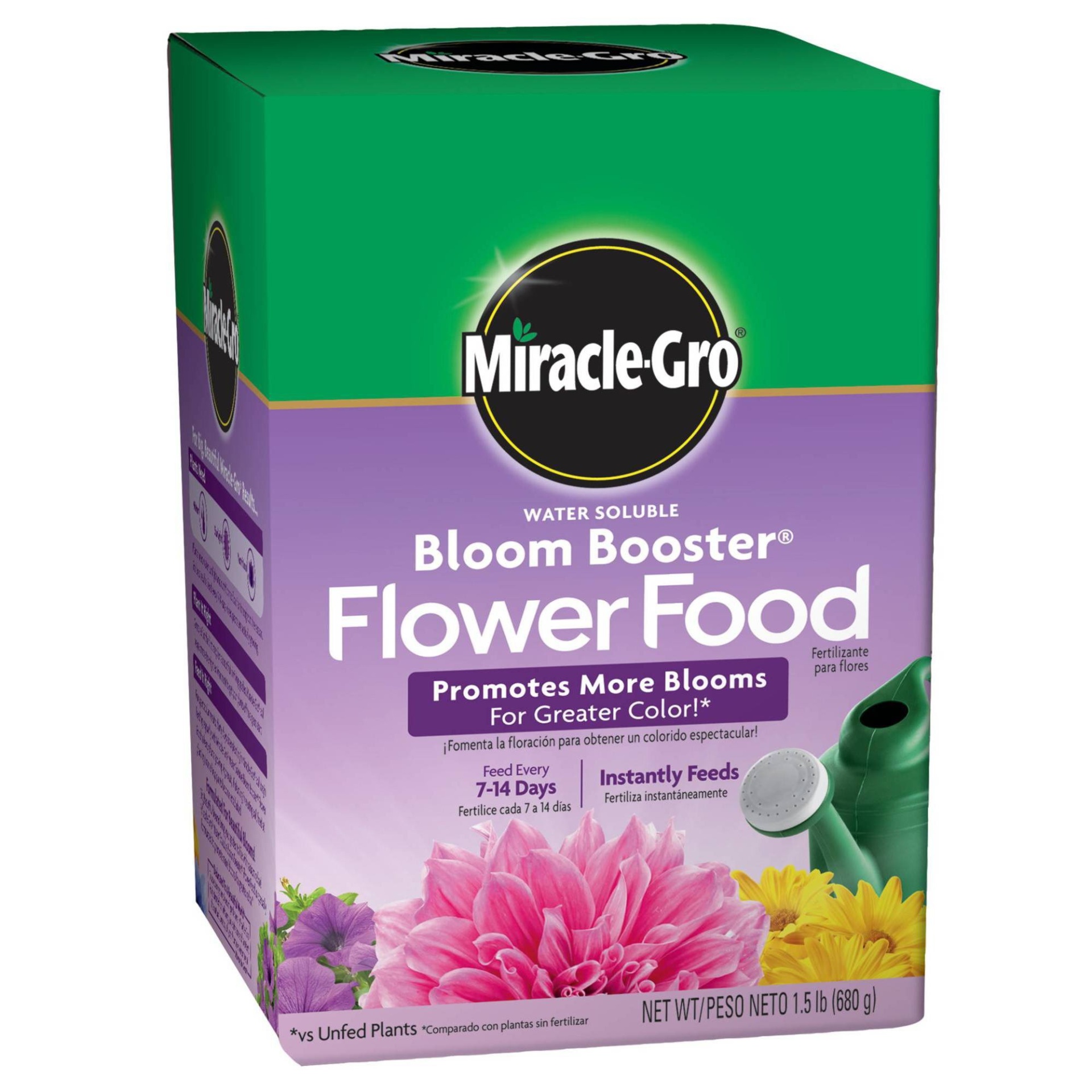 slide 1 of 11, Miracle-Gro Water Soluble Bloom Booster Flower Food 1.5lb, 1.5 lb