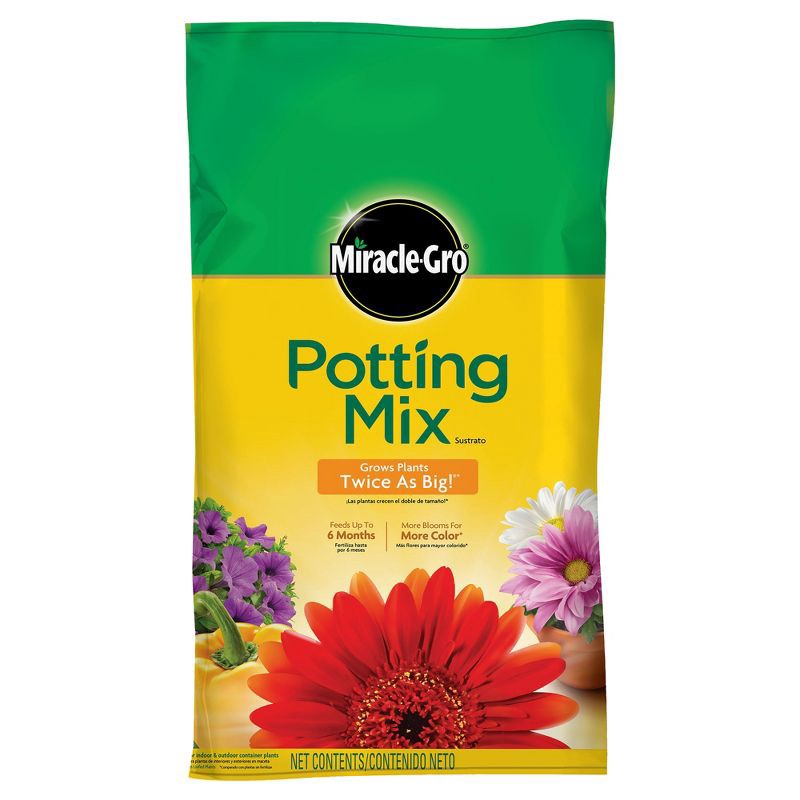 slide 1 of 4, Miracle-Gro Premium Potting Mix 1 Cubic Foot: Ideal for Patio, Lawn & Garden, Enhances Plant Growth, 1 ct