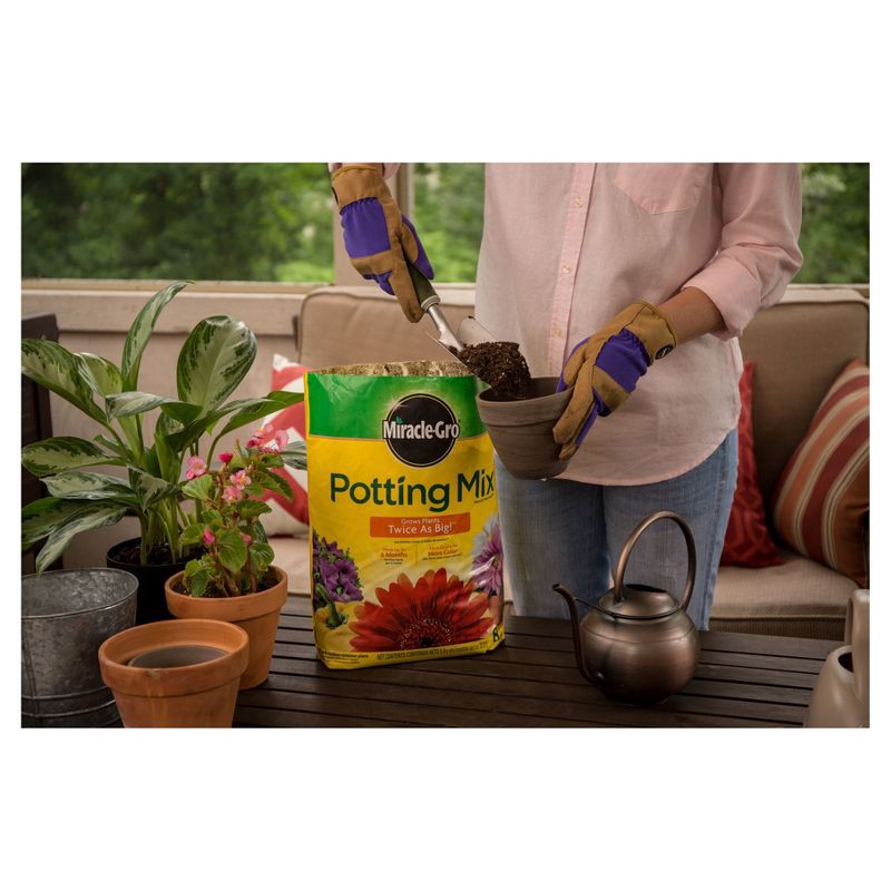 slide 3 of 4, Miracle-Gro Premium Potting Mix 1 Cubic Foot: Ideal for Patio, Lawn & Garden, Enhances Plant Growth, 1 ct