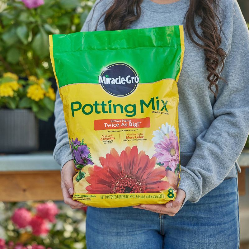 slide 2 of 9, Miracle-Gro Premium Potting Mix 8qt: Ideal for House Plants & Flowers, Lawn & Garden Enrichment, 8 qt