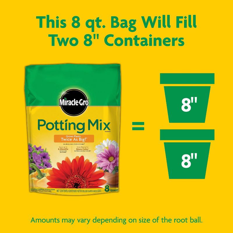 slide 6 of 9, Miracle-Gro Premium Potting Mix 8qt: Ideal for House Plants & Flowers, Lawn & Garden Enrichment, 8 qt