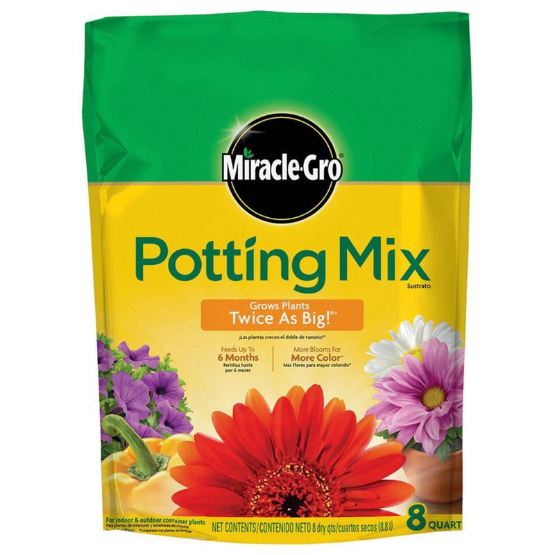 slide 1 of 9, Miracle-Gro Premium Potting Mix 8qt: Ideal for House Plants & Flowers, Lawn & Garden Enrichment, 8 qt