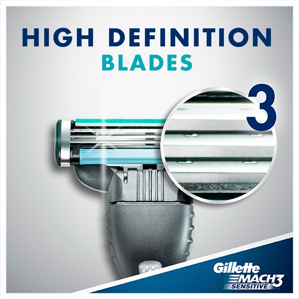 slide 3 of 4, Gillette Sensitive Mach3 Disposables Razors, 1 ct