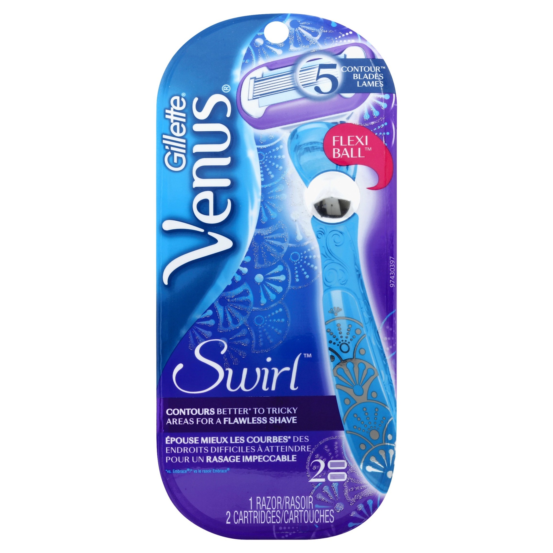 slide 1 of 8, Gillette Venus Swirl Flexiball Women's Razor - 1 Handle + 2 Refills, 3 ct