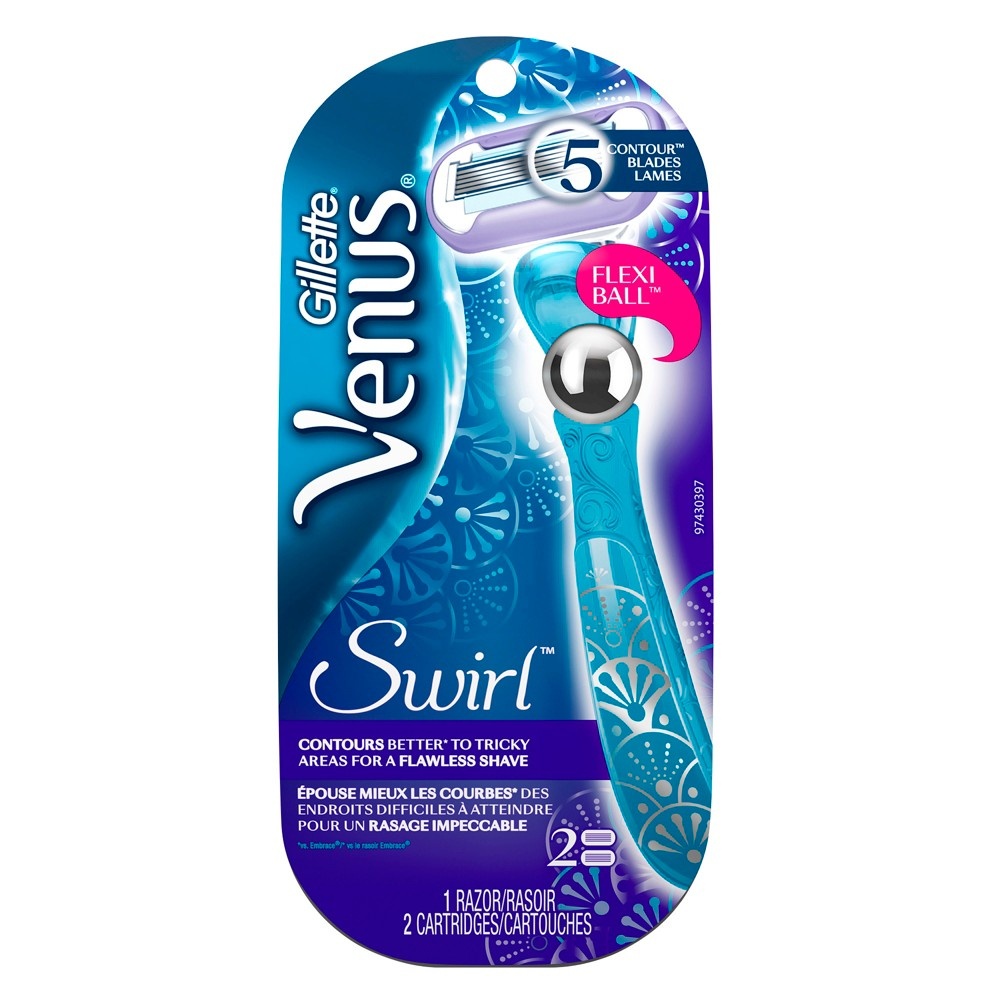 slide 7 of 8, Gillette Venus Swirl Flexiball Women's Razor - 1 Handle + 2 Refills, 3 ct