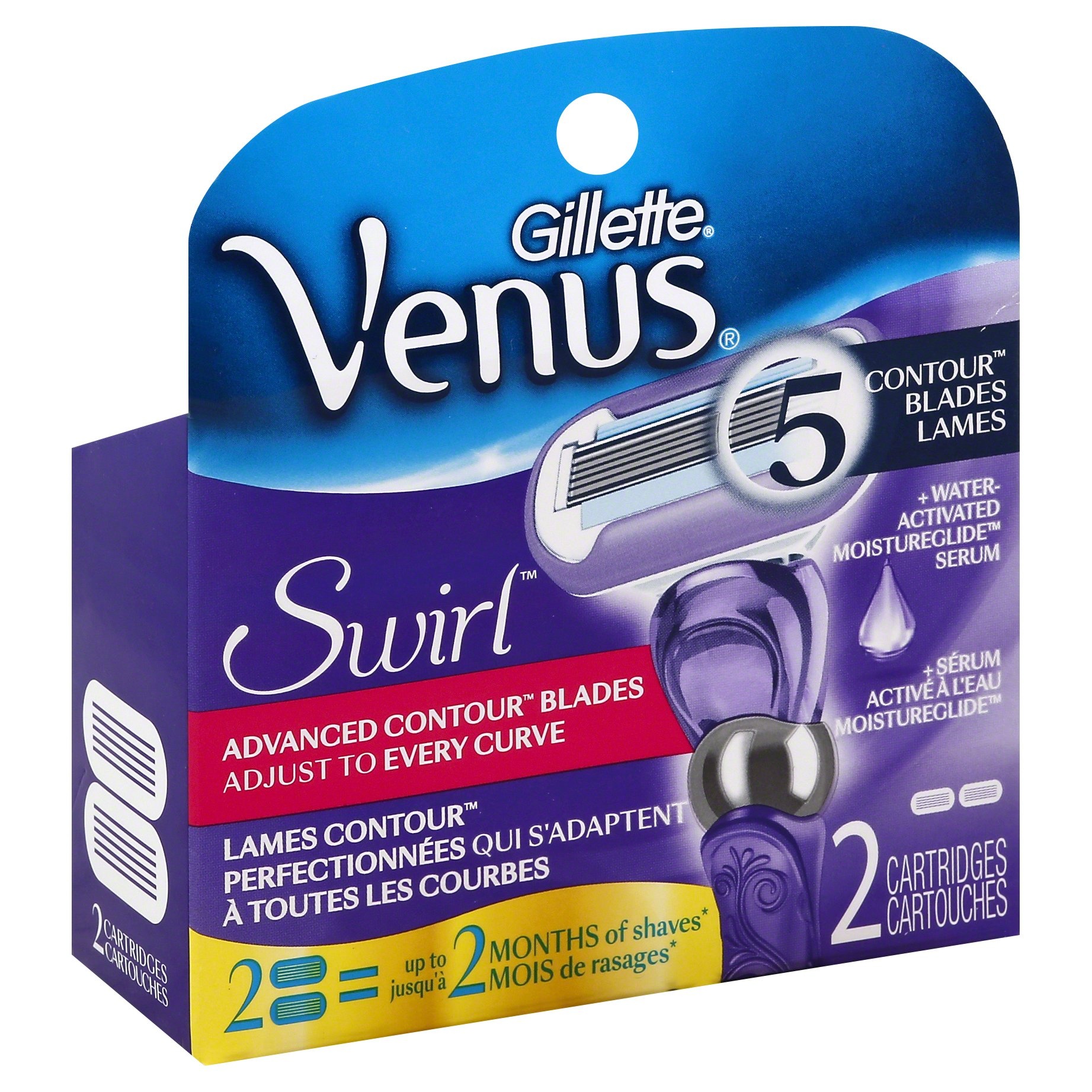 slide 1 of 7, Gillette Venus Swirl Razor Cartridges, 2 ct