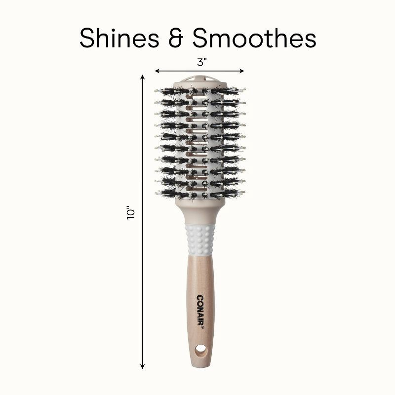slide 2 of 8, Conair Ceramic Wood Vented Boar Bristle Round Hair Brush - Large Barrel - All Hair, 1 ct