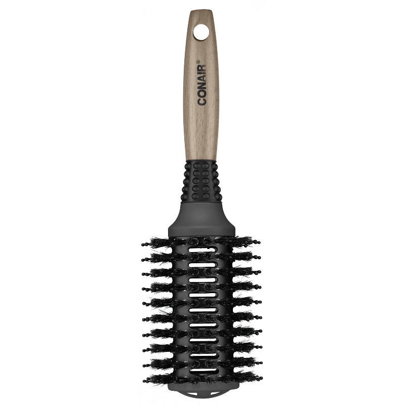 slide 3 of 4, Conair Ceramic Wood Vented Boar Bristle Round Hair Brush - Large Barrel - All Hair, 1 ct