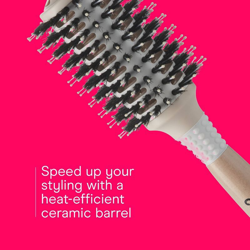 slide 4 of 8, Conair Ceramic Wood Vented Boar Bristle Round Hair Brush - Large Barrel - All Hair, 1 ct