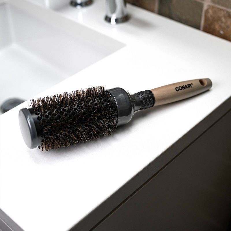 slide 4 of 4, Conair Ceramic Wood Vented Boar Bristle Round Hair Brush - Large Barrel - All Hair, 1 ct