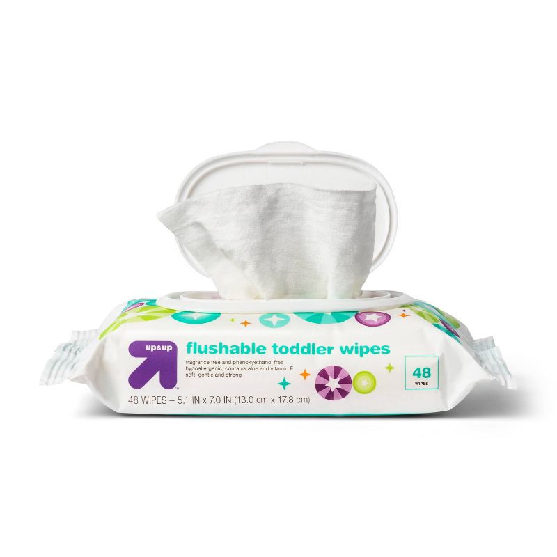 slide 3 of 3, Toddler and Family Flushable Unscented Wipes - 432ct - up & up, 432 ct