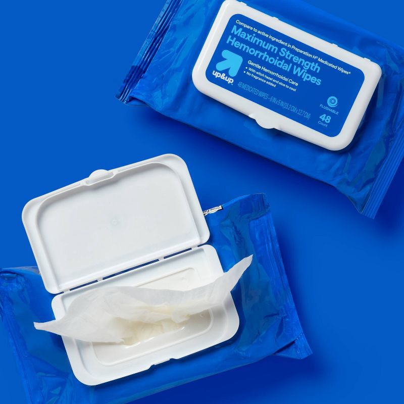 slide 2 of 5, Medicated Hemorrhoid Fragrance free Wipes - 96ct - up&up™, 96 ct