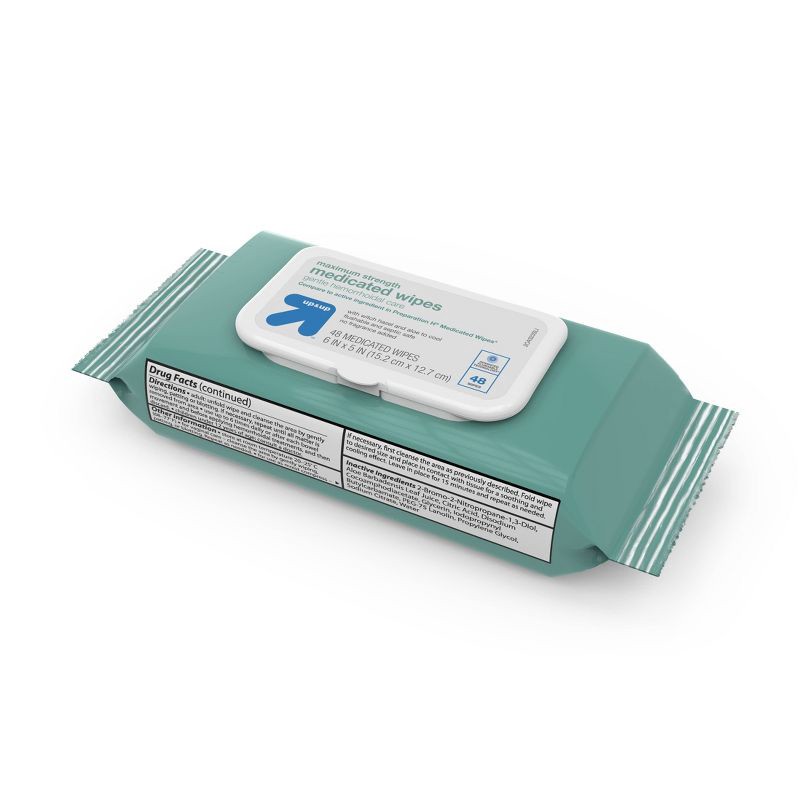 slide 5 of 5, Medicated Hemorrhoid Fragrance free Wipes - 96ct - up&up™, 96 ct