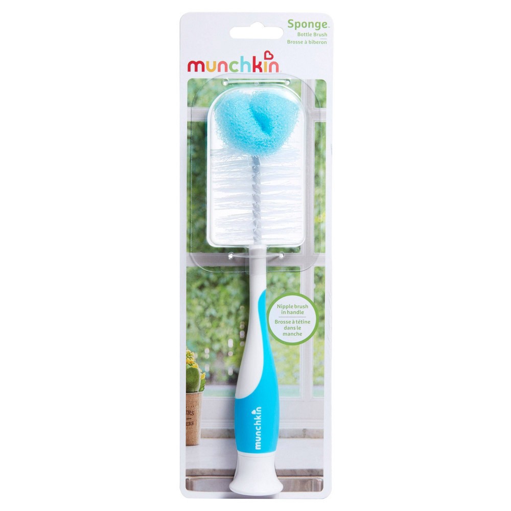 slide 2 of 4, Munchkin Sponge Bottle Brush - Blue, 1 ct