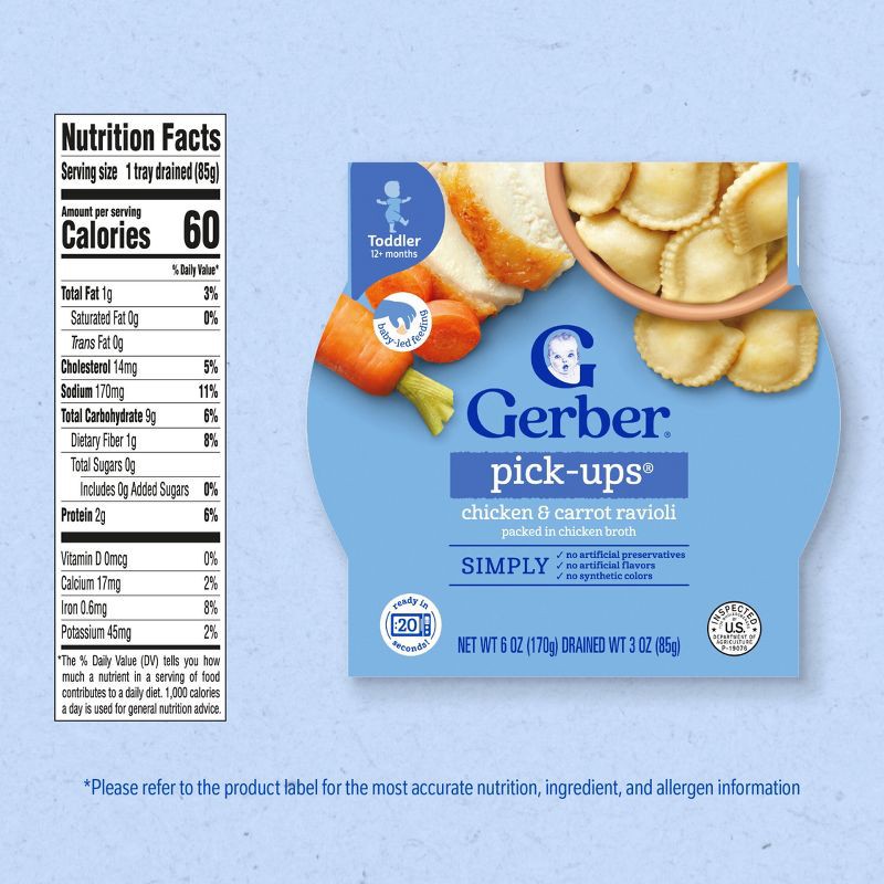 slide 7 of 8, Gerber Pick-Ups Chicken & Carrot Ravioli Toddler Food Meals - 6oz​, 6 oz