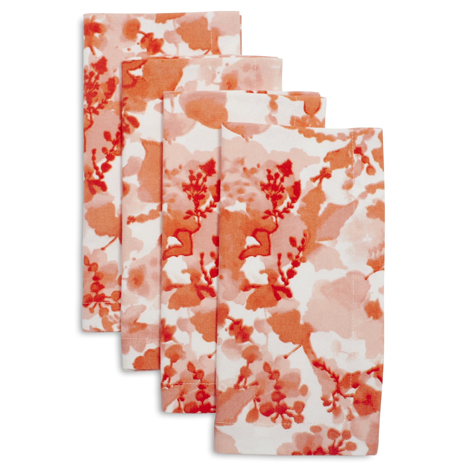 slide 1 of 1, Sur La Table Faded Floral Napkins, Orange, 4 ct