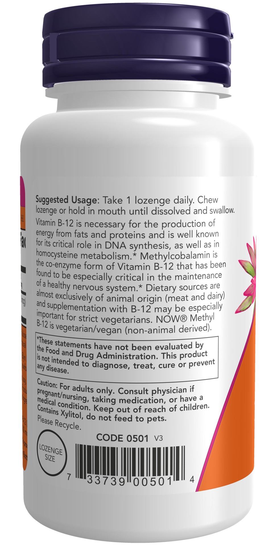 slide 4 of 4, NOW Methyl B-12 10,000 mcg - 60 Loz., 60 ct