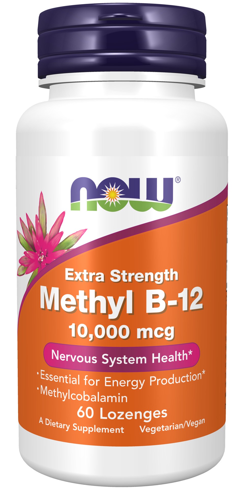 slide 1 of 4, NOW Methyl B-12, Extra Strength 10,000 mcg - 60 Lozenges, 60 ct