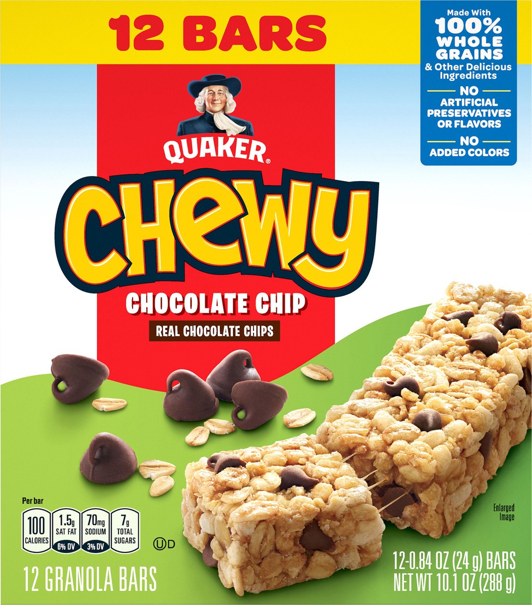 slide 6 of 9, Quaker Chewy Granola Bars Chocolate Chip 0.84 Oz 12 Count, 12 ct